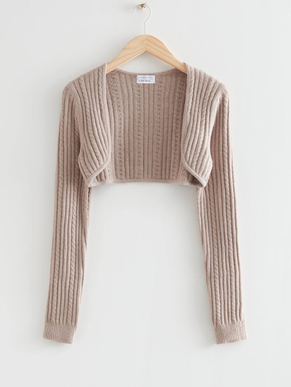 And Other Stories Knitted Bolero Slim Fit Cardigan Beige Cotton Wool Size Small